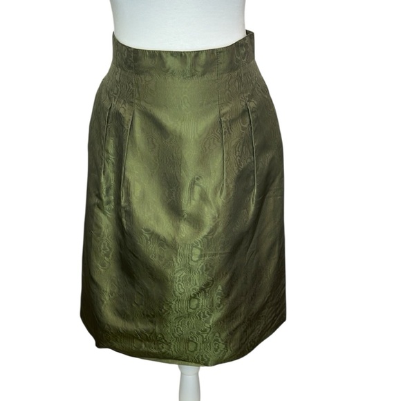 Escada Taffeta Olive Green Skirt - Picture 1 of 7